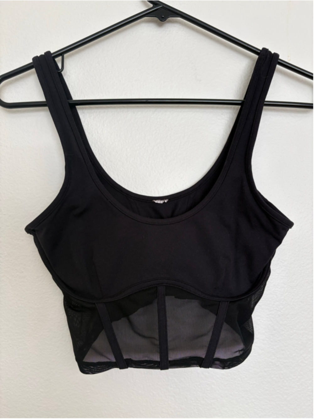 ALO YOGA Airbrush Mesh Corset Tank In Black size Medium